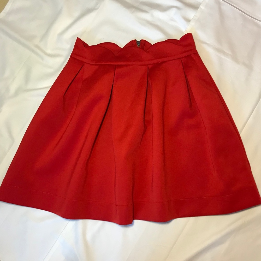 Red Pleated Skirt